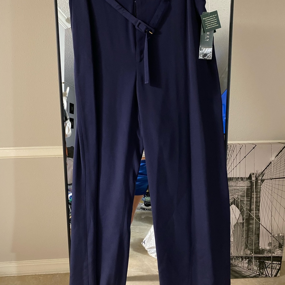 Ralph Lauren navy trouser silk pants NWT